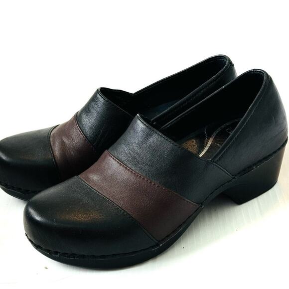Dansko women’s tenley clogs slip on shoes black and brown size 38/ 7.5-8 - Picture 1 of 10
